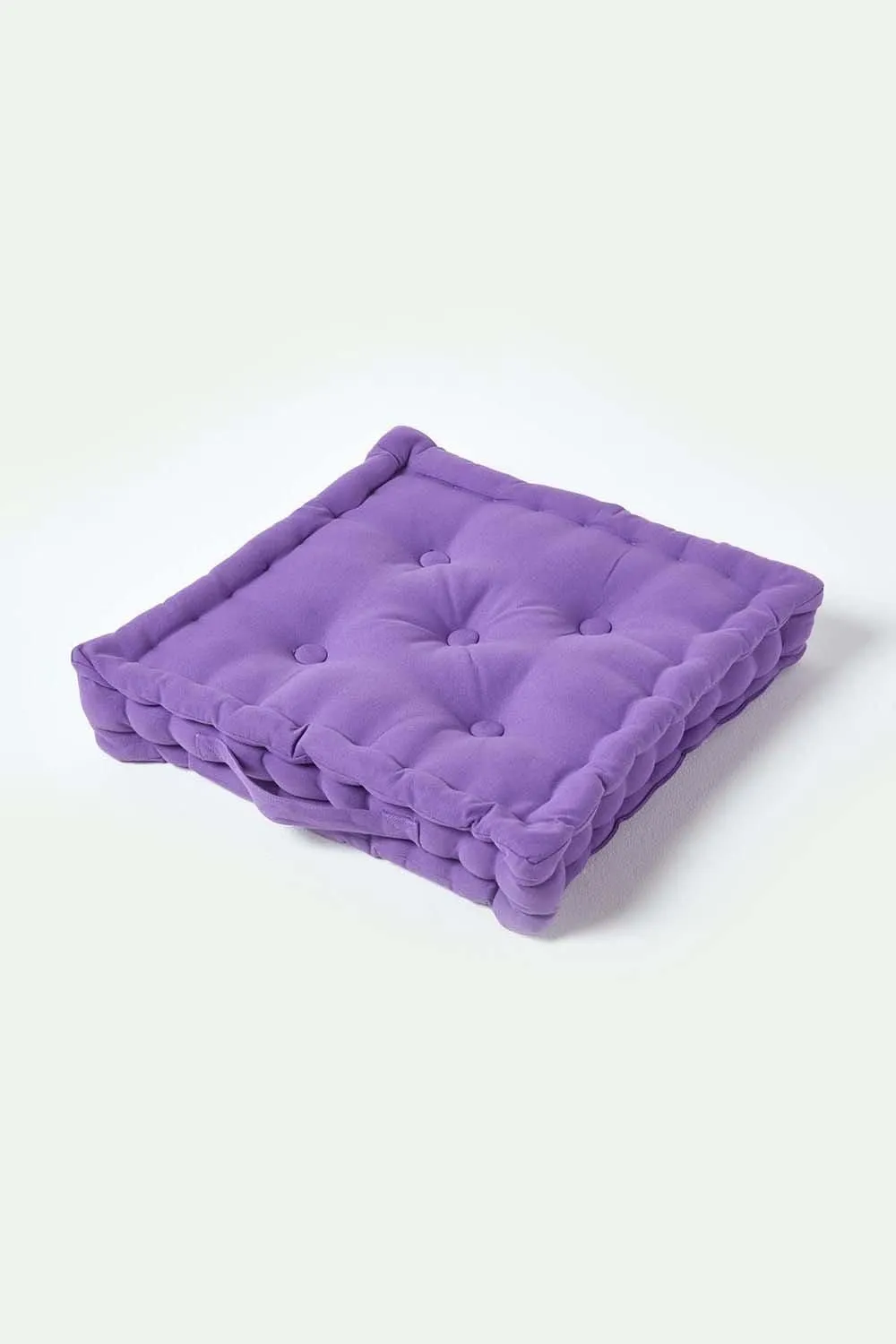 Homescapes Plain Cotton Floor Cushion in Purple 1
