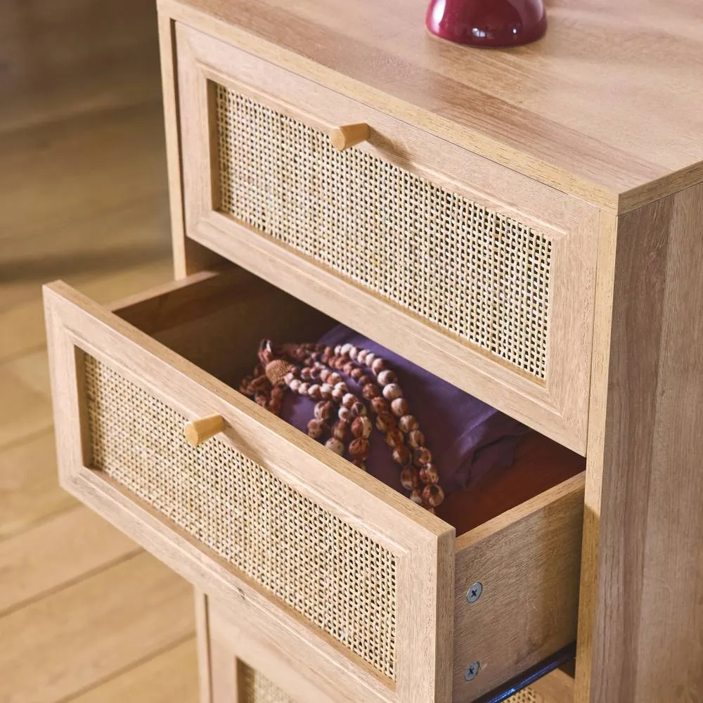 sweeek 4-drawer Chest With Wood & Cane Effect in Light Brown 6