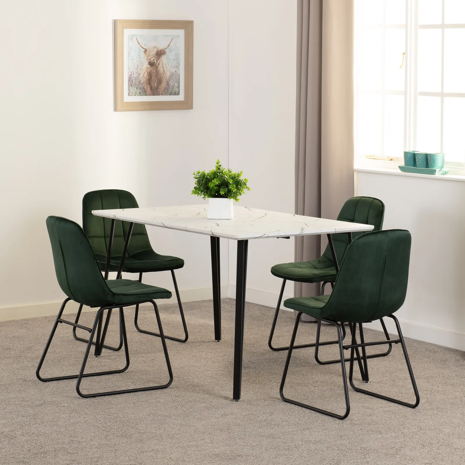 Seconique Marlow & Lukas Dining Set in Emerald 1