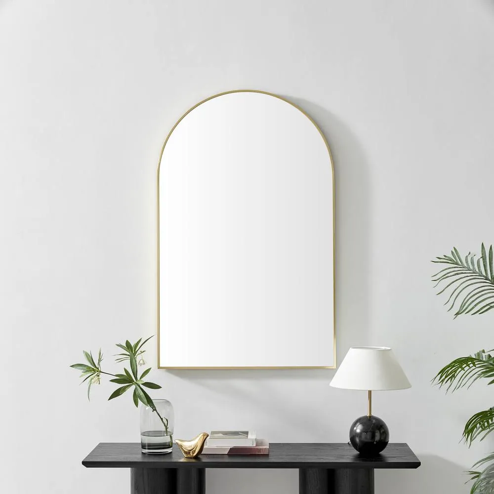 FurnitureboxUK Charlie Gold Metal Large 110x70cm Ovemantle Arch Mirror 2