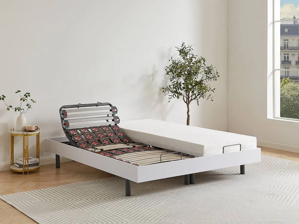 Vente-unique Electric Adjustable Upholstered Bed Base - Slats & 2X25 Discs - 2 X in White 6
