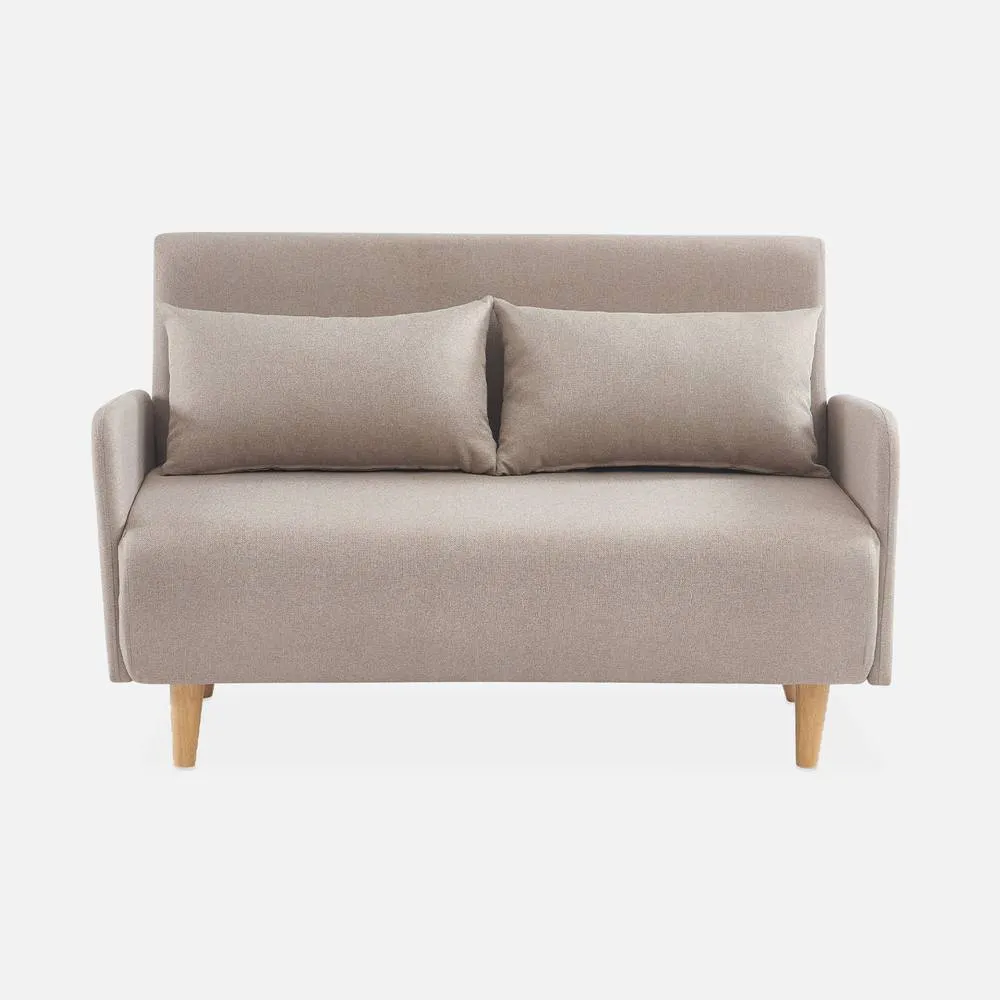 sweeek 2-seater Convertible Sofa Bed With Reclining Backrest in Beige 2
