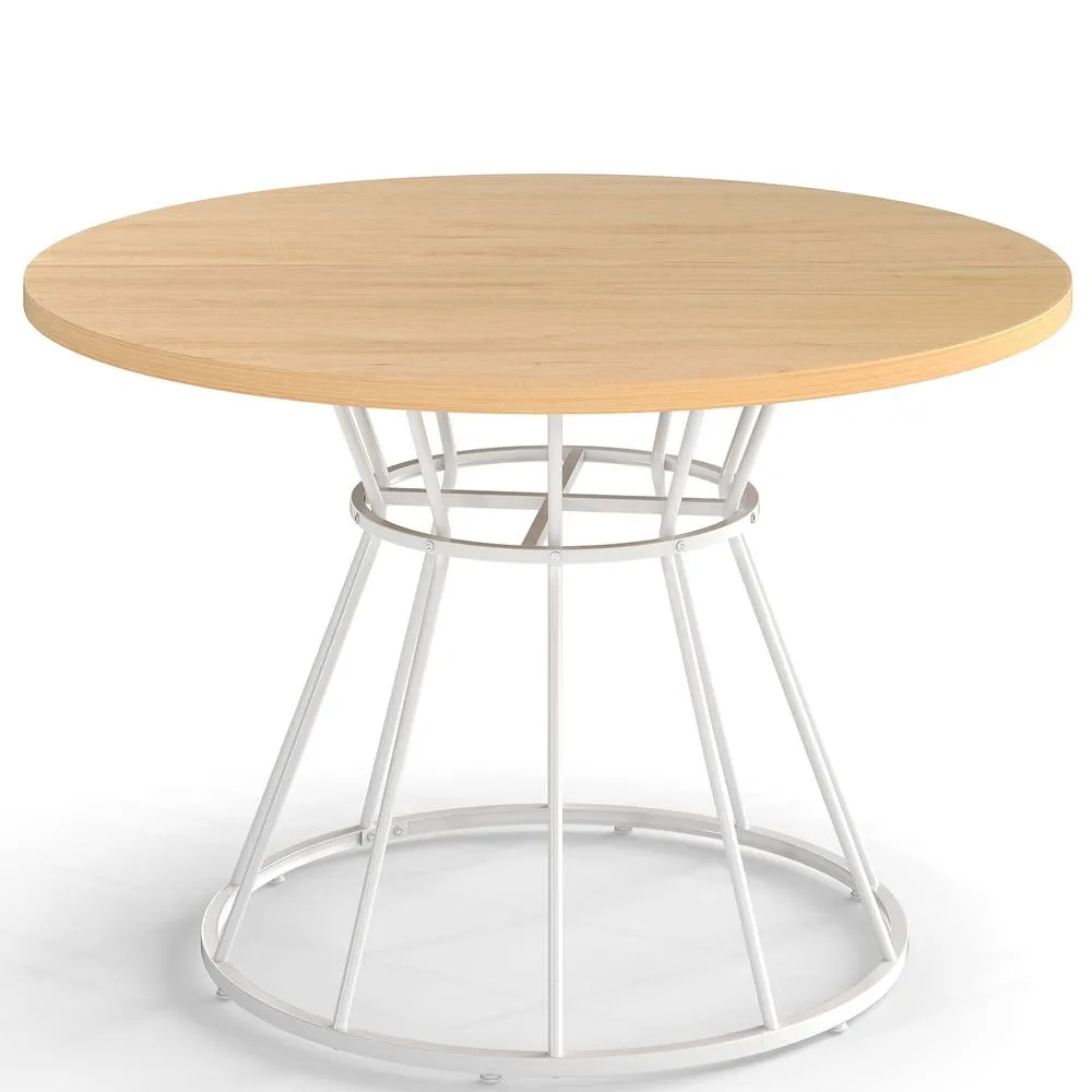 Costway Round Dining Table for 4 Farmhouse Kitchen Table with Wooden Tabletop in Natural 1