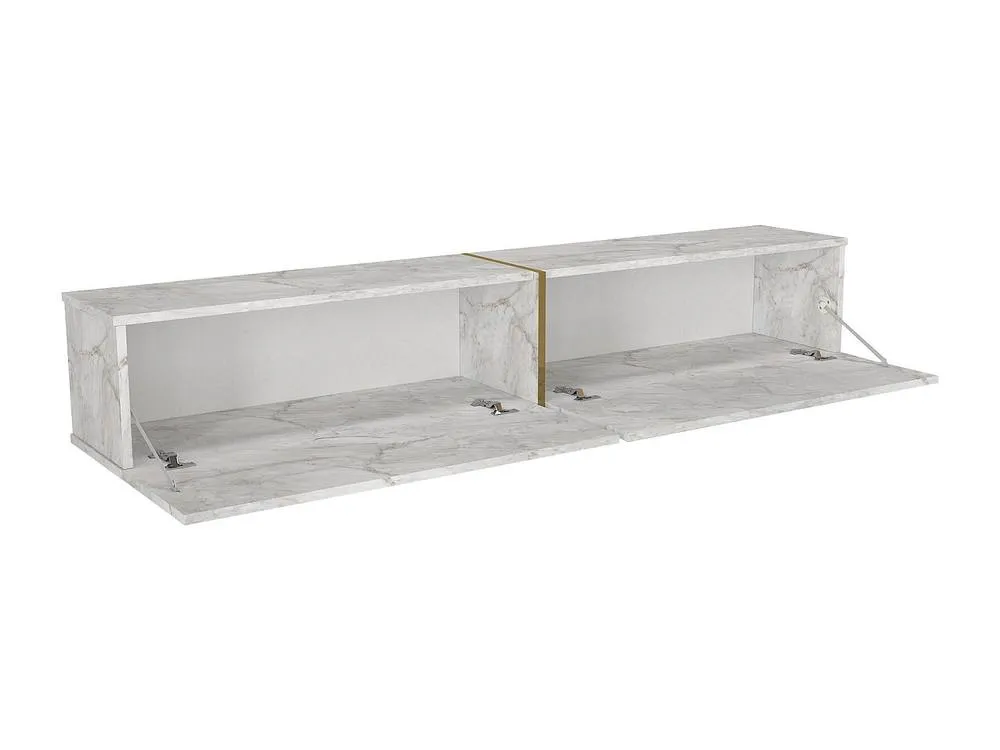 Vente-unique Wall-Mounted TV Unit With 2 Doors - White Marble Effect - DINOMA 6