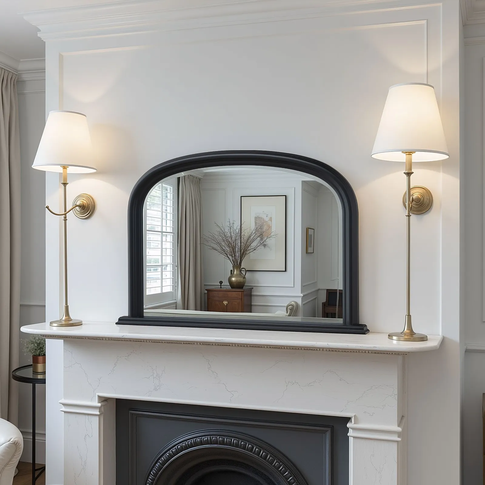 Yearn Mirrors Overmantle Arched Contemporary Mirror Black 112(w)x77cm(h) 3