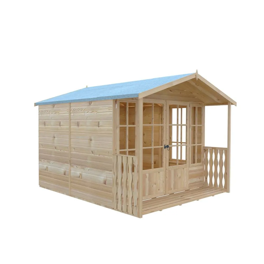 Shires Delmora 8x10 Shiplap Summerhouse with Veranda - L2992xW2456xH2174 mm in Light Brown 3