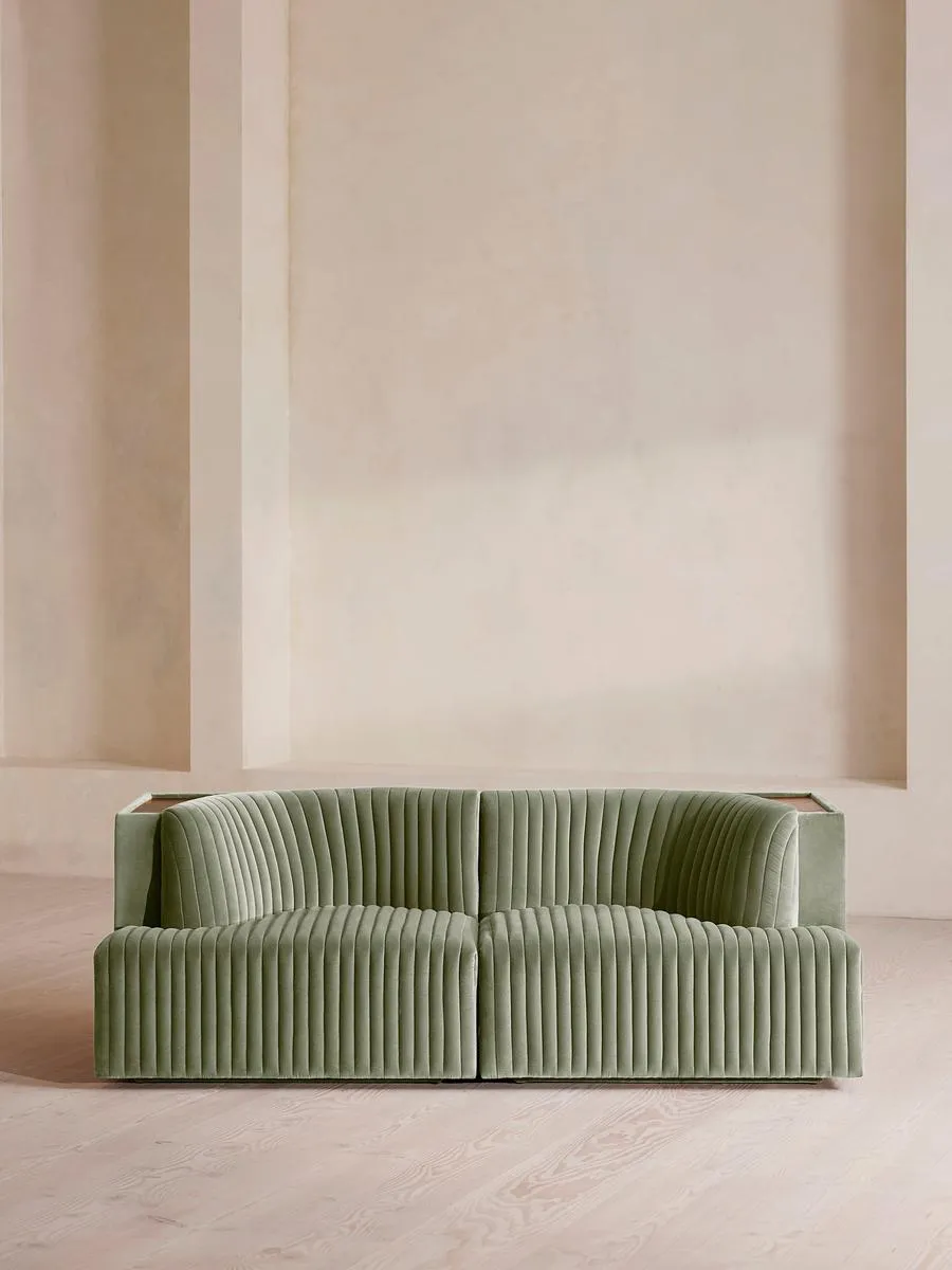 Hamish Modular Sofa, Three Seater, Velvet, Seafoam