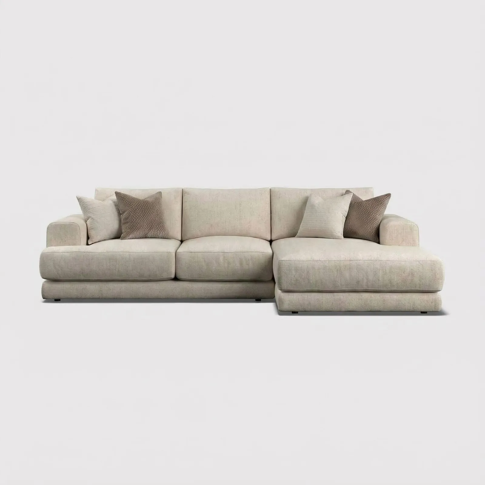 Lomax Medium Chaise Modular Sofa Rhf, Neutral Fabric | Barker & Stonehouse