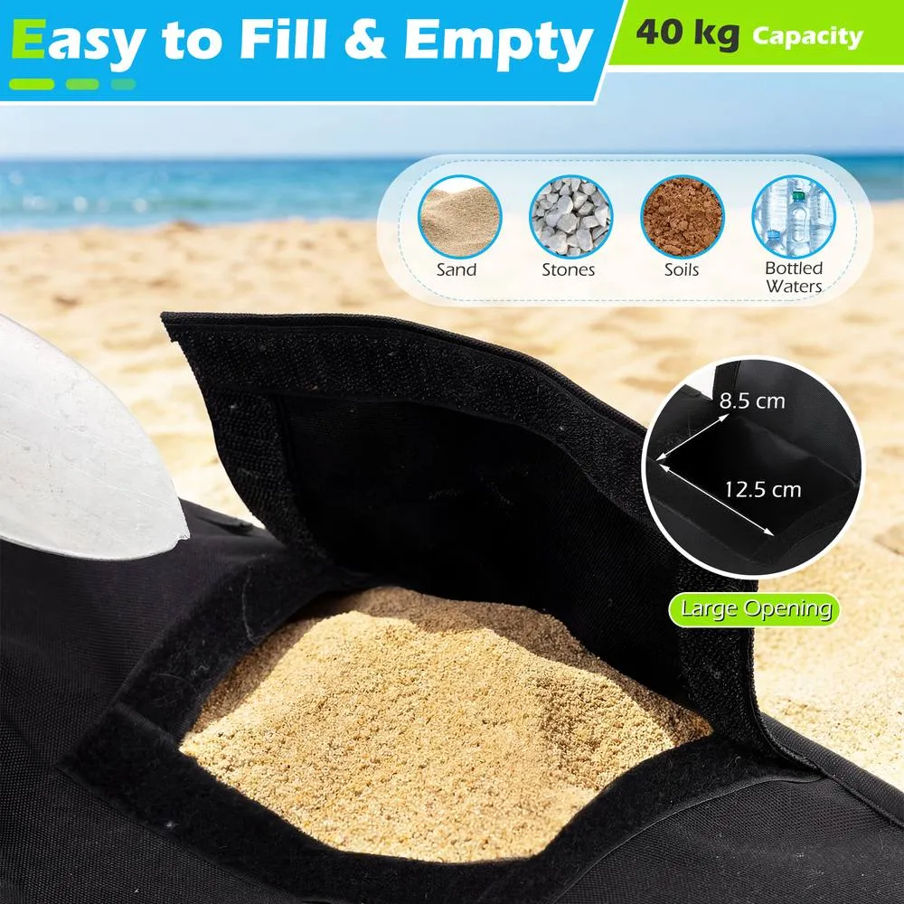 Costway 2-Pack 40 kg Umbrella Base Weight Sandbags Umbrella Stand w/Handles in Black 5