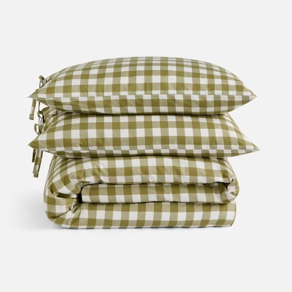 Gingham Polycotton Duvet Cover & Pillowcase Set 4