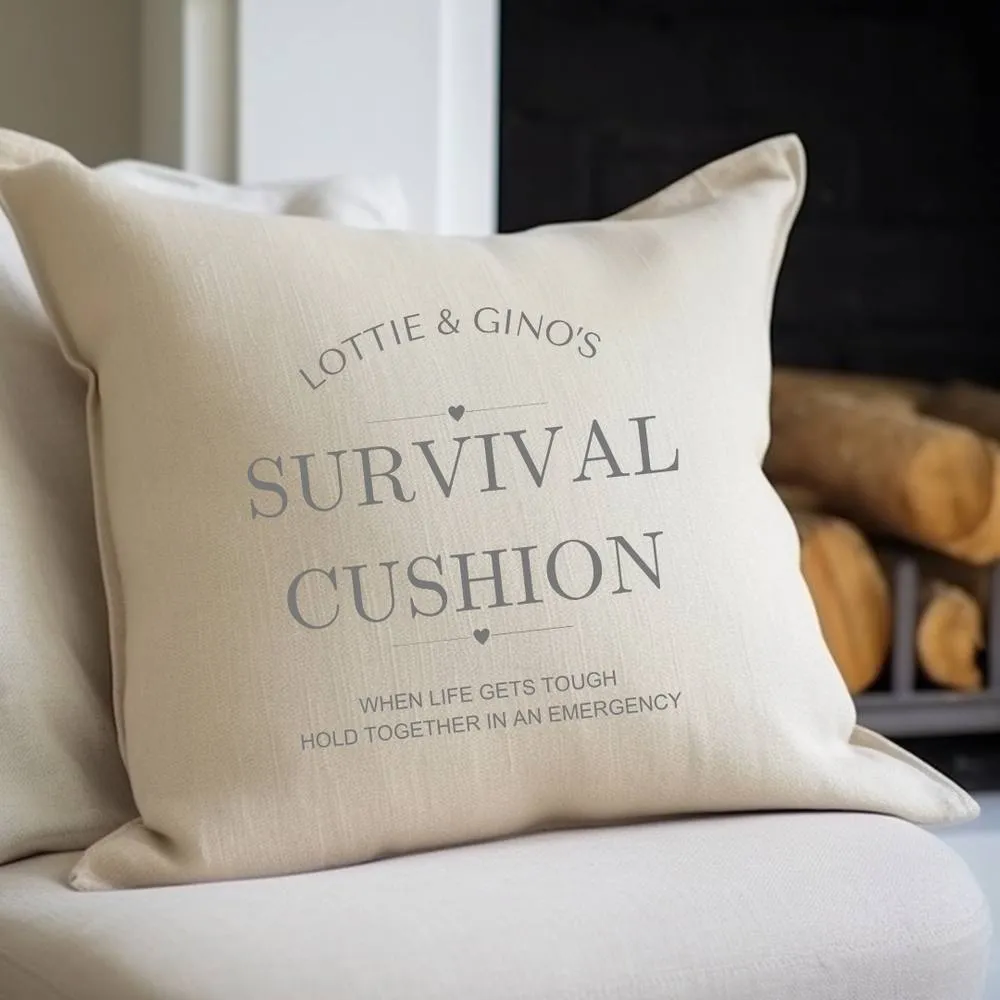 Aye Do Gifts Personalised Couples Survival Cushion in Beige
