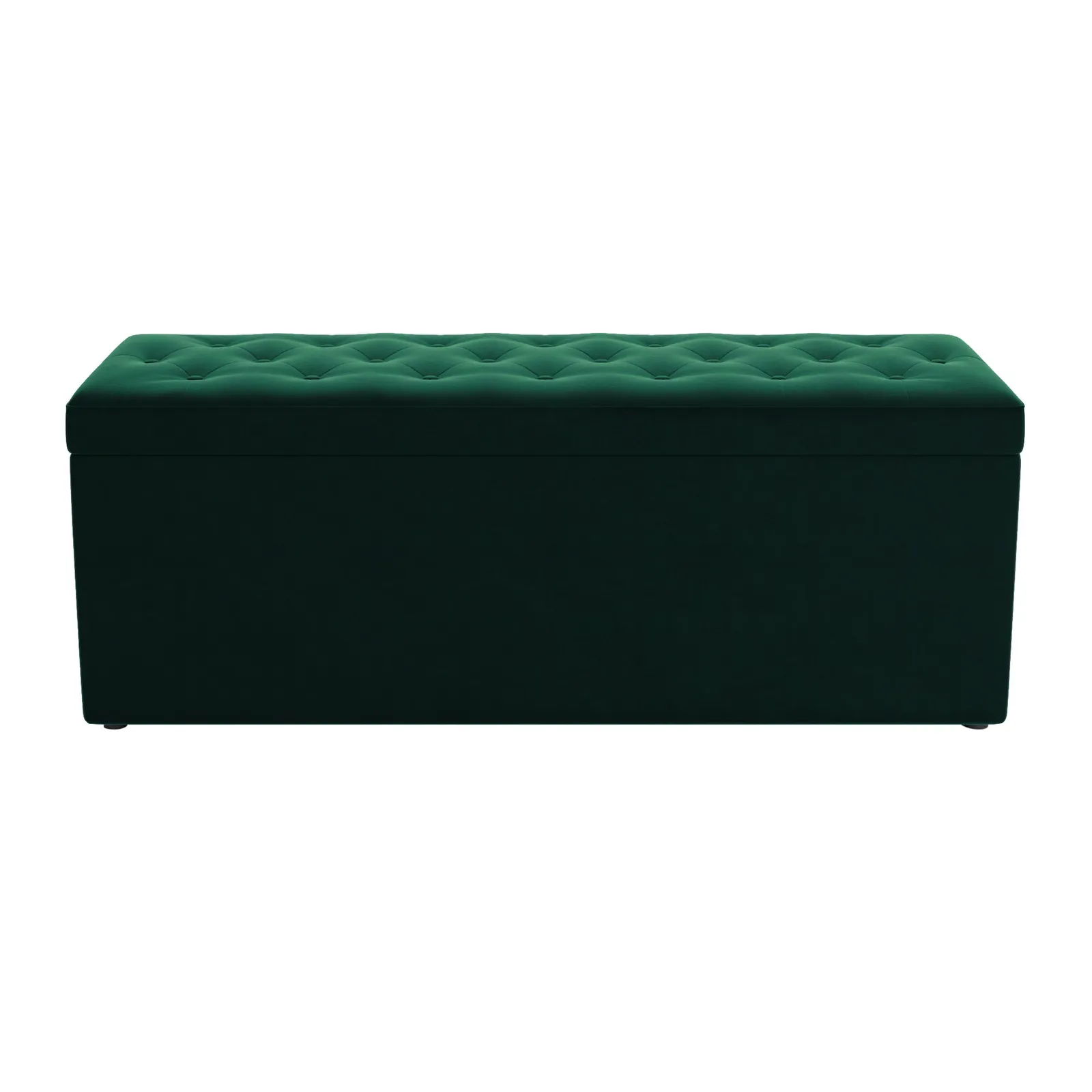 Oswald Velvet Buttoned Ottoman Bench Green
