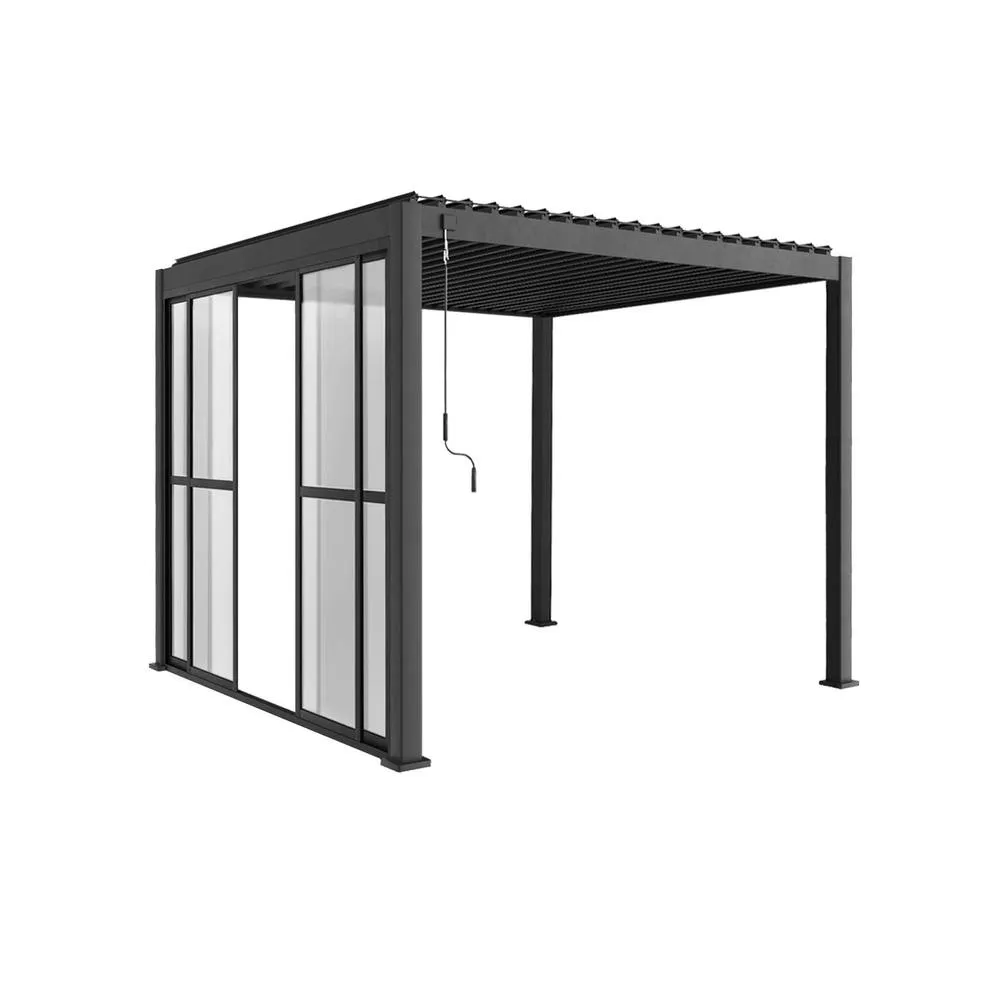 sweeek Sliding door aluminium 3m for Triomphe pergola in Dark Grey 4