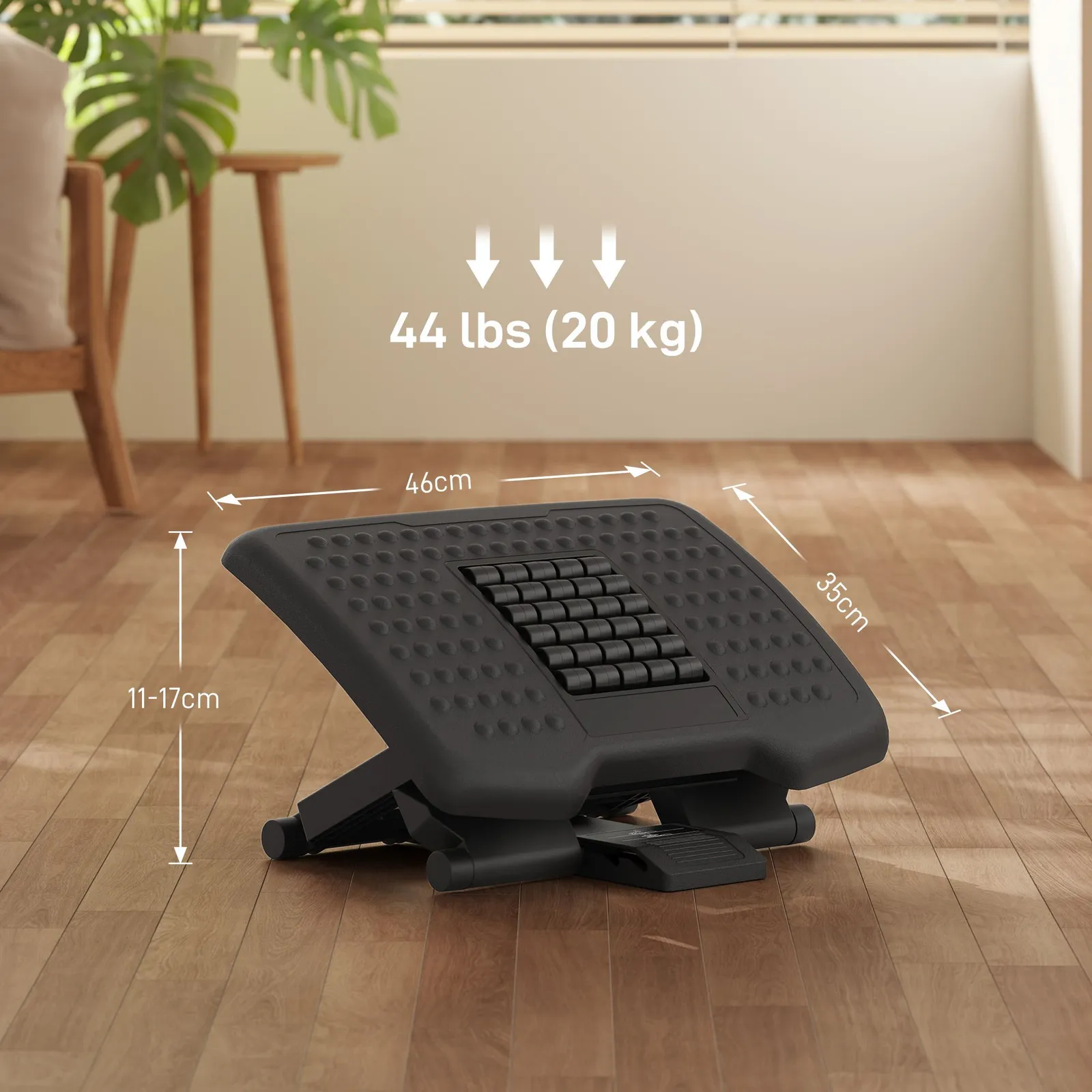 HOMCOM Rest for Under Desk with Massage Function, Adjustable Angle & Height in Black 3