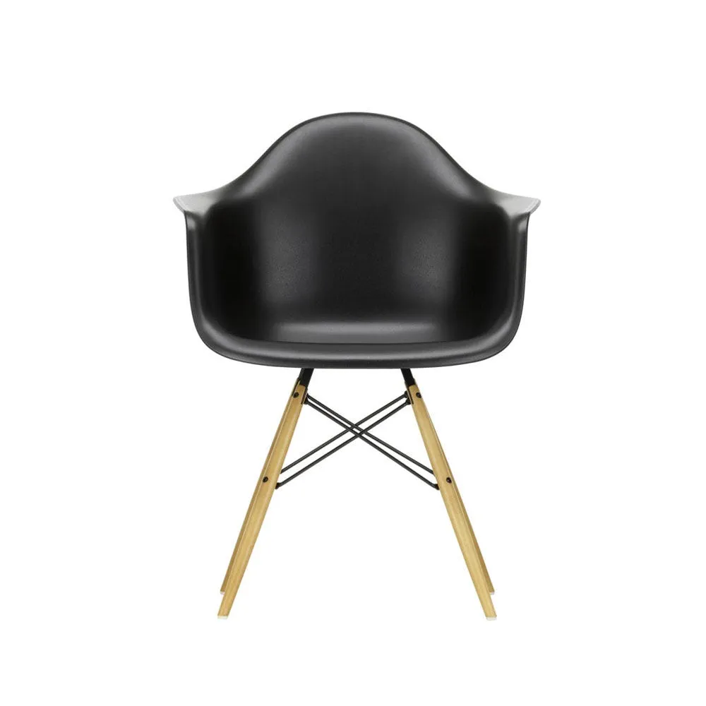 Vitra Eames DAW Armchair New Height Deep Black Golden Maple Base 2