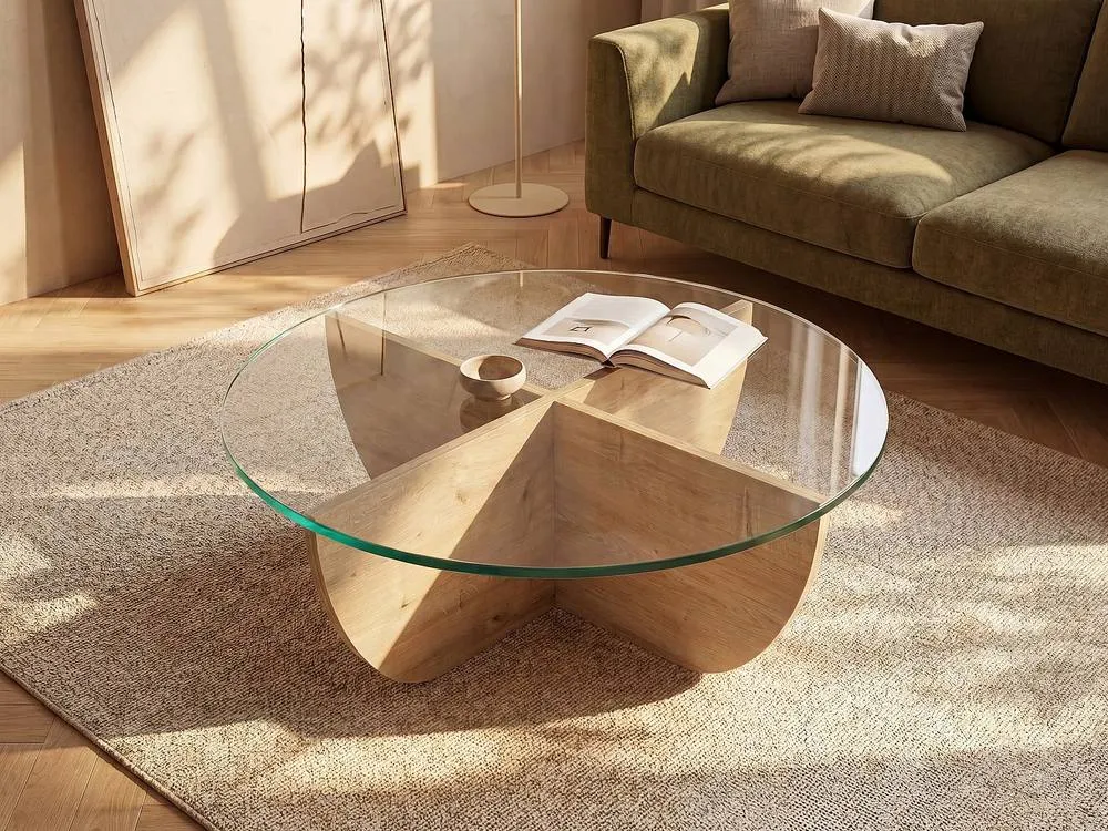 Vente-unique Tempered Glass Coffee Table - Clear Natural & Transparent - AYSUN 3