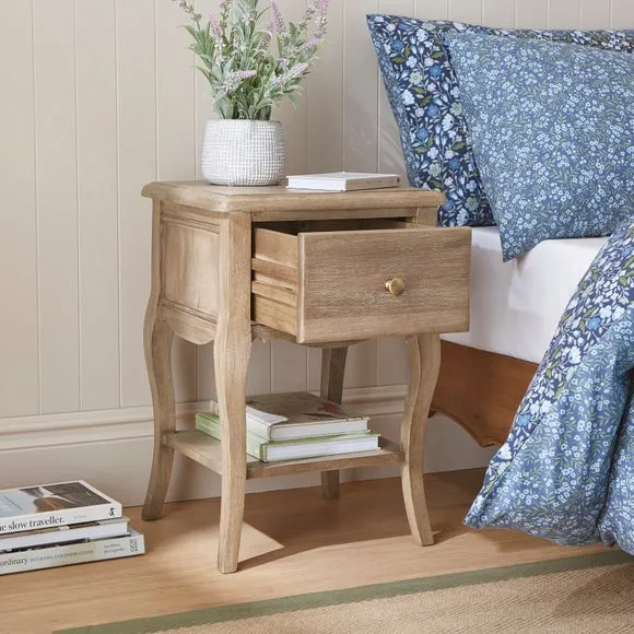 Giselle 1 Drawer Bedside Table, Mango Wood 2