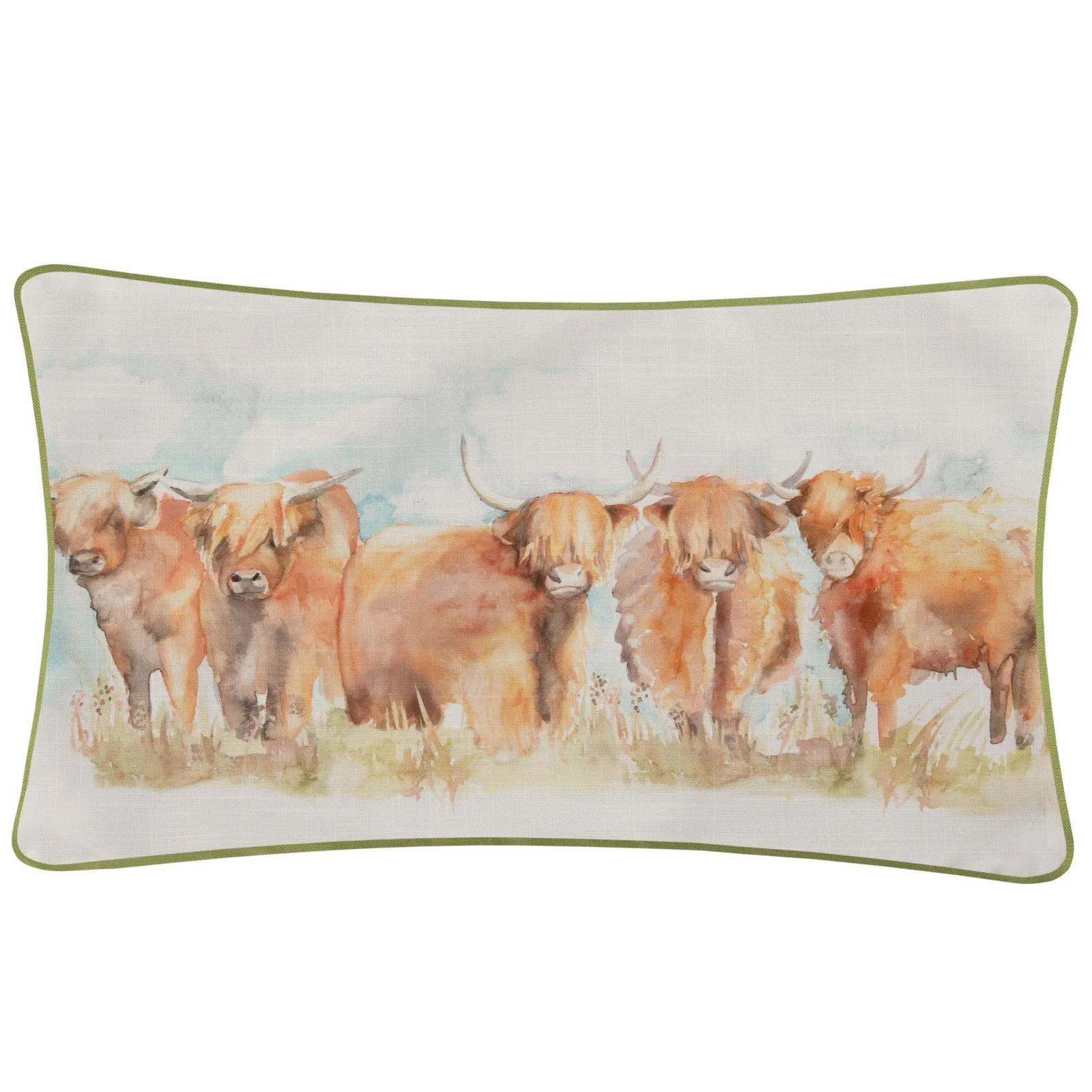 Voyage Maison Highland Cattle Reversible Piped Outdoor Cushion 2