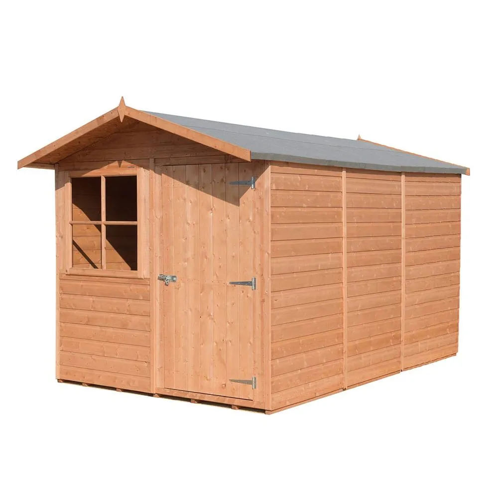Shires Baracca 7 x 10 ft Dip Treated Shed Single Door with One Opening Window in Brown