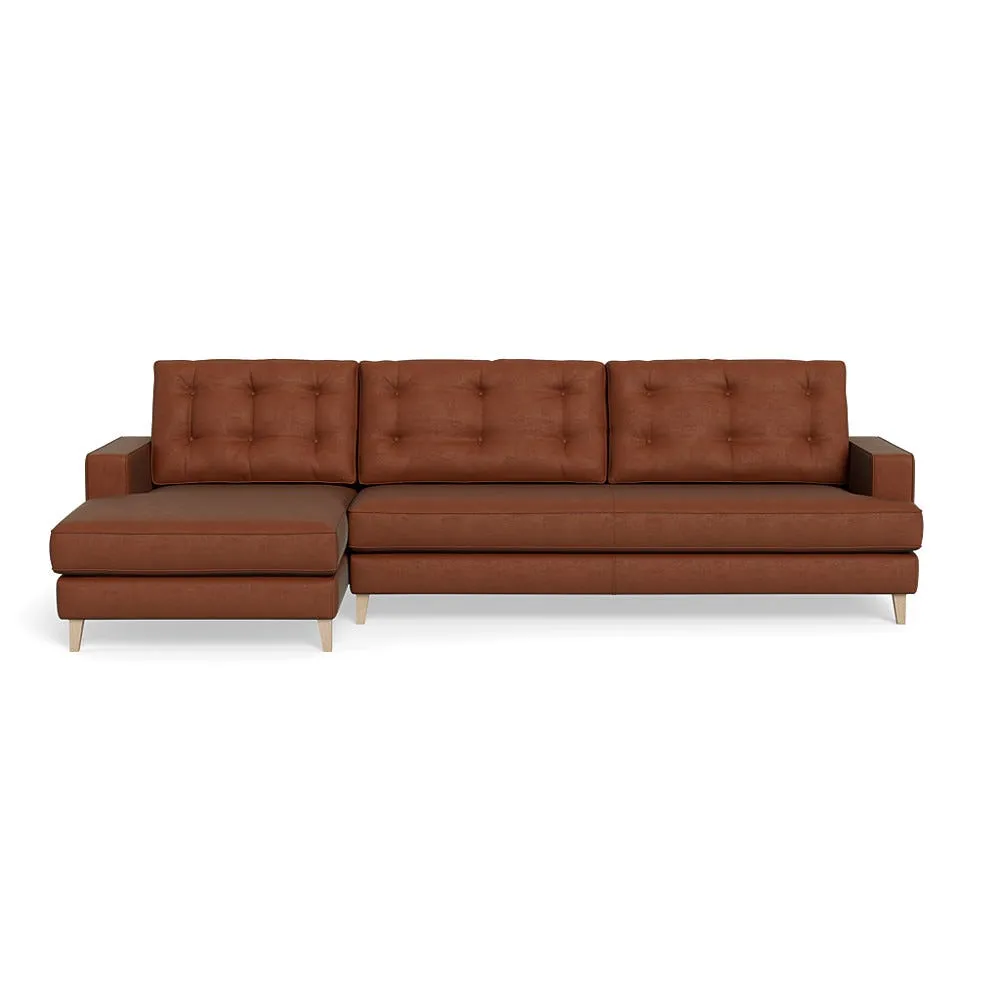 Heal's Mistral Left Hand Facing Chaise Sofa Smart Luxe Velvet Tawny Natural Feet 2