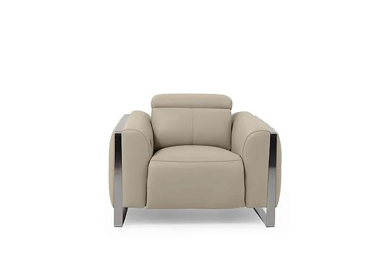 Gisella Leather Power Recliner Chair with Power Headrest - Oyster - Sofas and Armchairs - In Time for Christmas