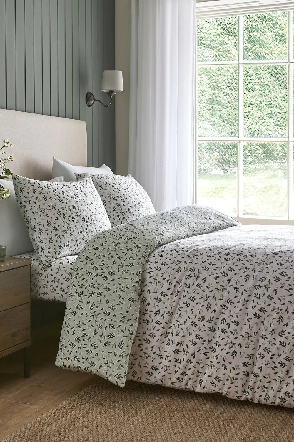 Dreams & Drapes 'Falling Leaf' Brushed Cotton Duvet Cover Set in Green 4