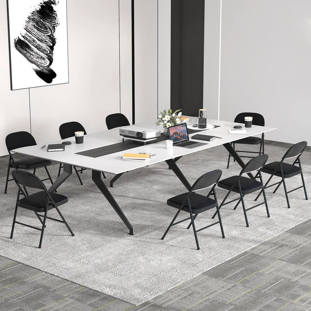 Costway Folding Chairs Padded Party Chairs with Metal Frame in Black 6
