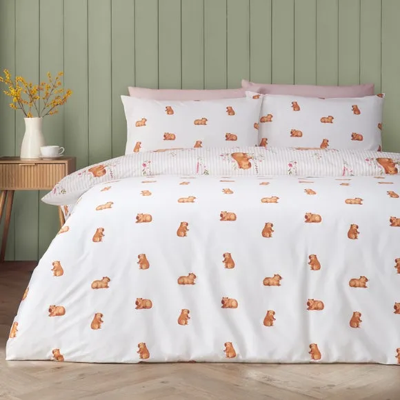 Catherine Lansfield Happy Capy(Bara) Quilt Cover & Pillowcase Set 2