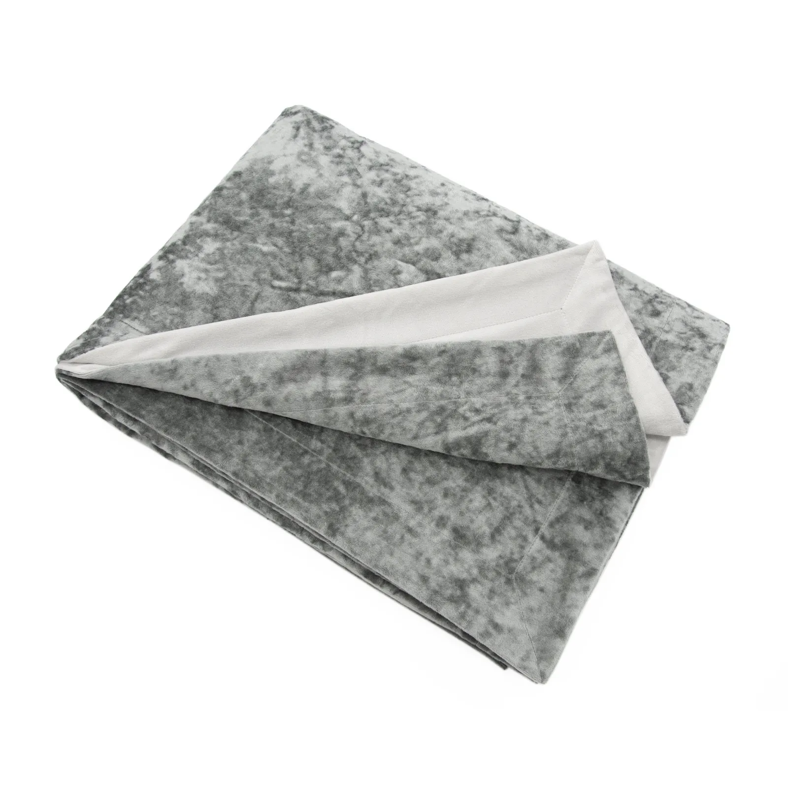 Crushed Velour Grey Throw Grey