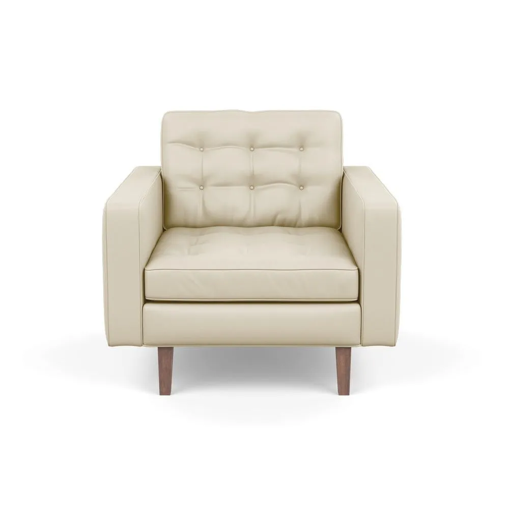 Heal's Hepburn Armchair Leather Grain Storm 006 Walnut Feet 2