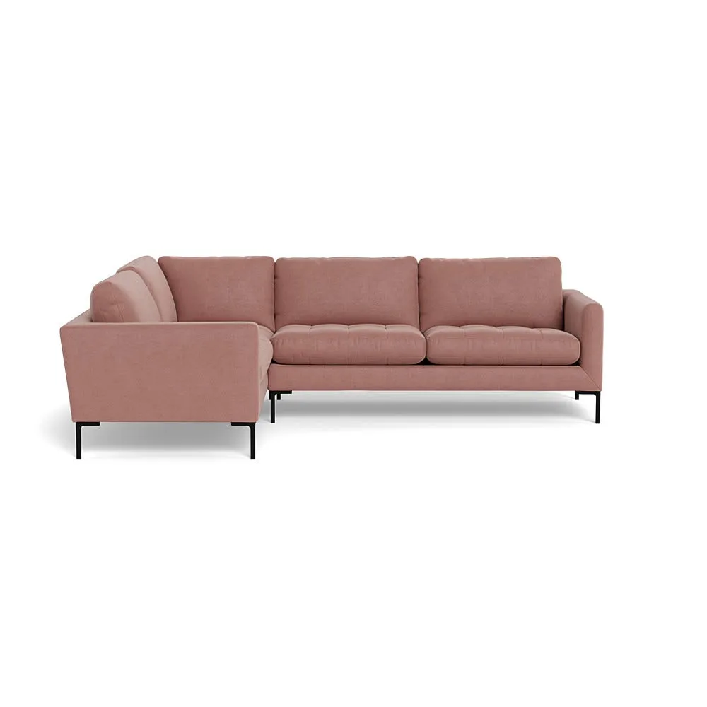Heal's Eton Left Hand Facing Corner Sofa Smart Luxe Velvet Dusky Pink Black Feet 1