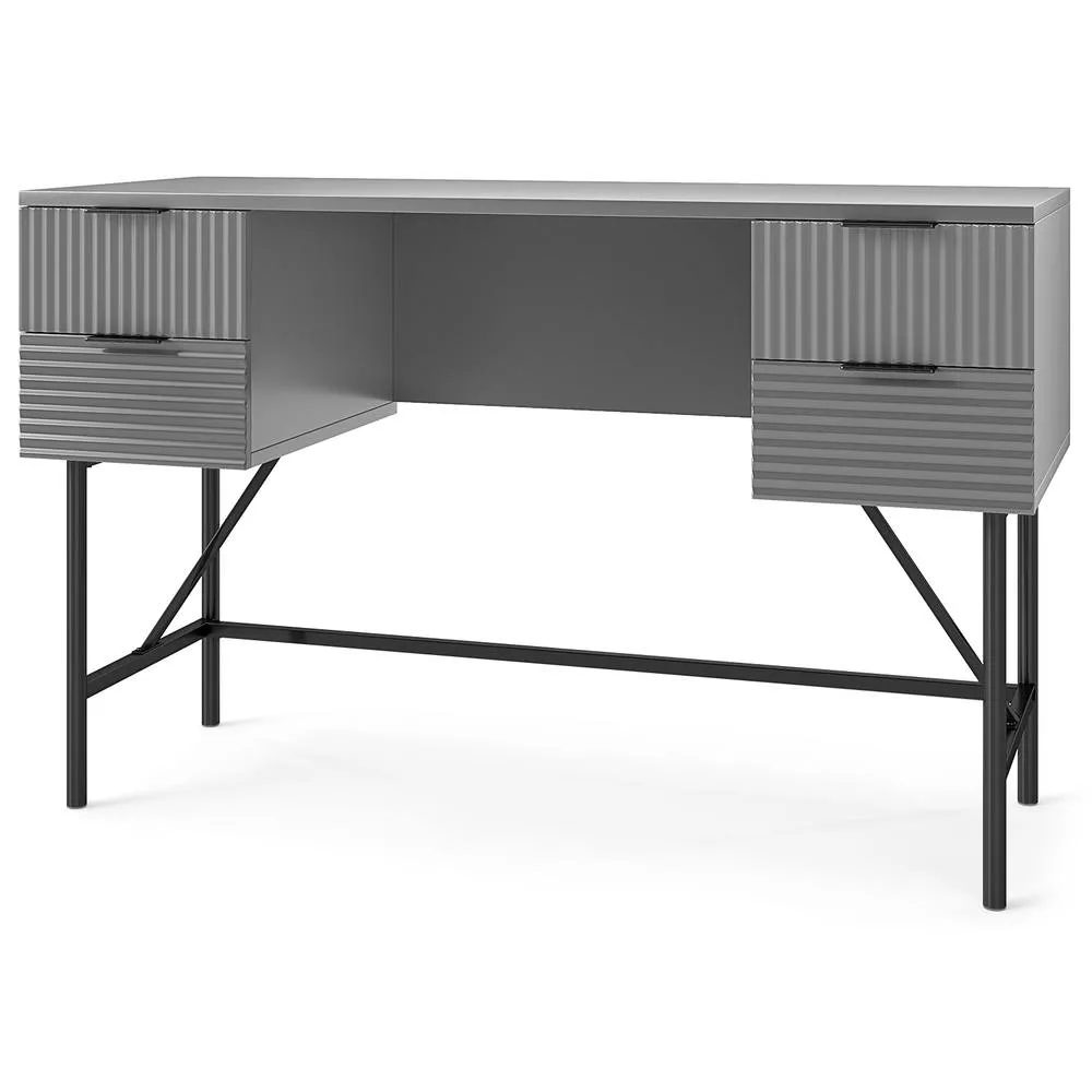 Costway 120cm Home Office Desk Computer Desk w/4 Drawers & Storage-Grey in Grey 4
