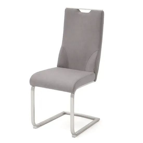 Jiulia Cantilever Dining Chair In Ice Grey