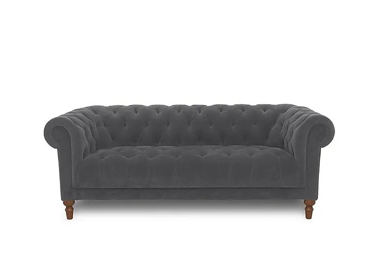 Columbus Fabric 3 Seater Sofa with Wooden Feet - Manhattan Charcoal