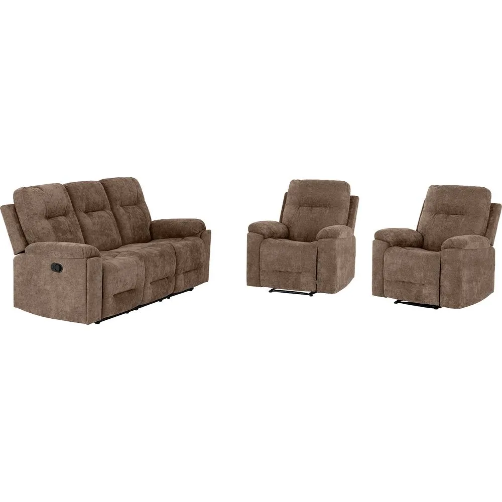 Seconique Guildford 3+1+1 Recliner Suite - Antelope Brown Fabric 2