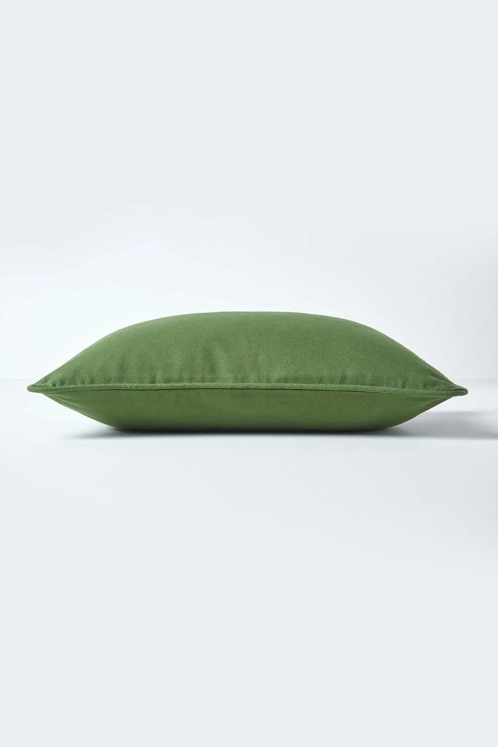 Homescapes Cotton Plain Cushion Cover in Olive 2