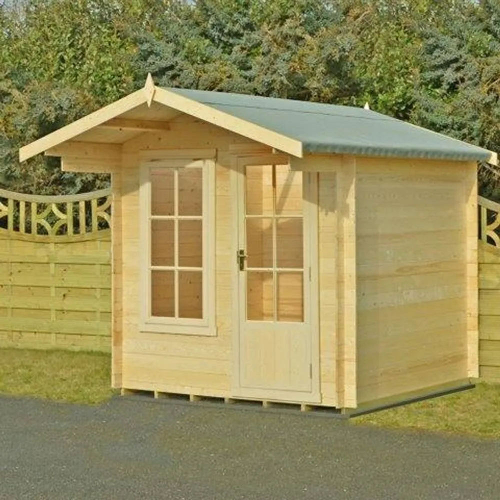 Shires Crinan Log Cabin Home Office Garden Room Approx 8 x 8 Feet in Light Tan