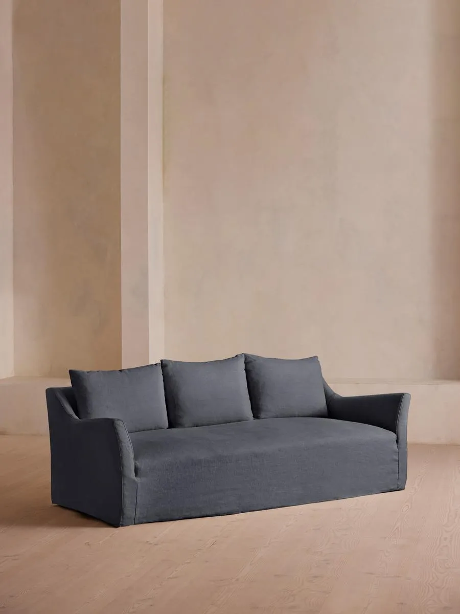 Roma Three Seater Sofa, Linen, Indigo