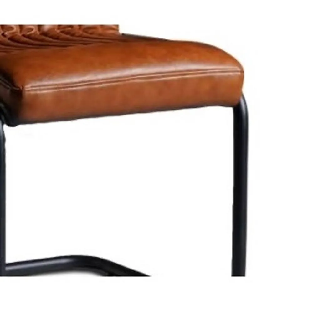 IH Design Brown Modern Leather Dining Chairs (Set of 2) 3