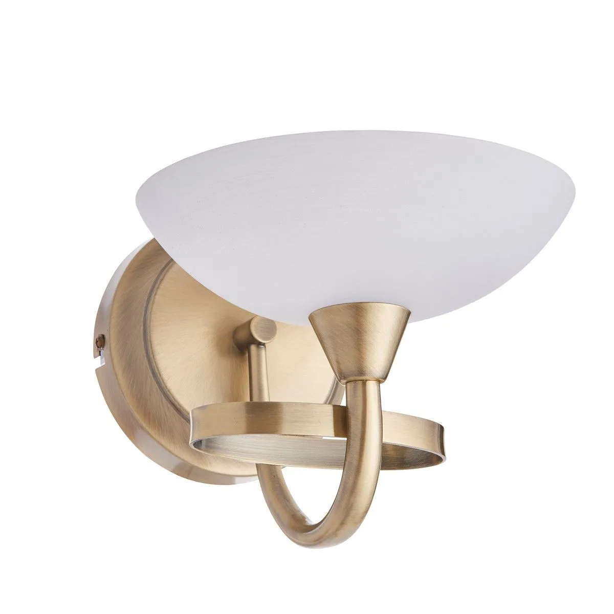 Netlighting Cagney 1 Light Wall Light Antique Brass with White Glass Shade G9 in Yellow 6