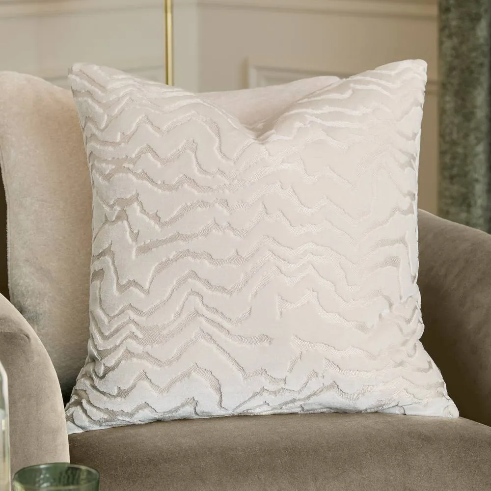 Paoletti Tierra Cut Velvet Abstract Cushion in White