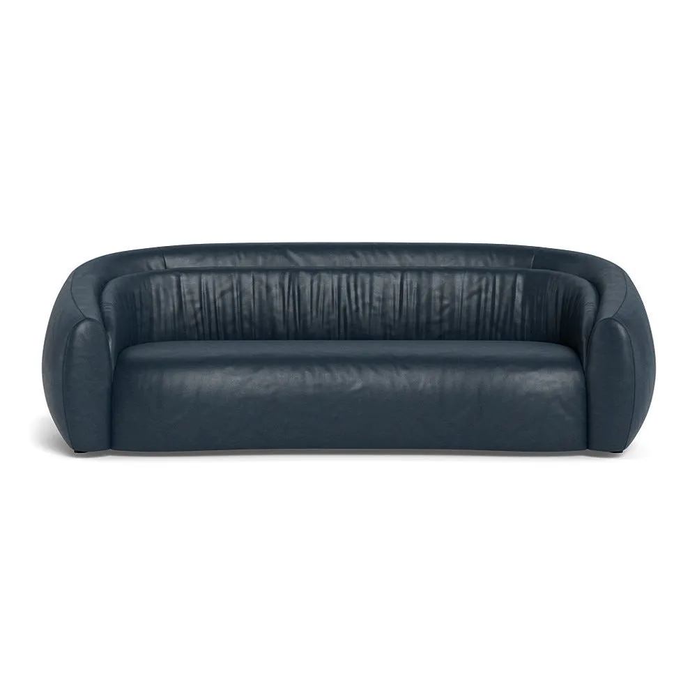 Heal's Flora 4 Seater Sofa Stonewash Leather Navy Blue 1