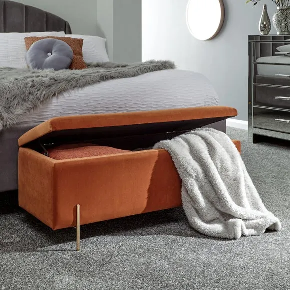 Mystica Velour Ottoman Storage Bench 2