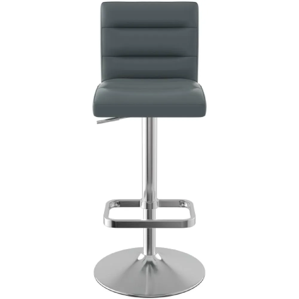 netfurniture Swank Brushed Steel Bar Stool With Faux Leather Padded Seat Grey 2