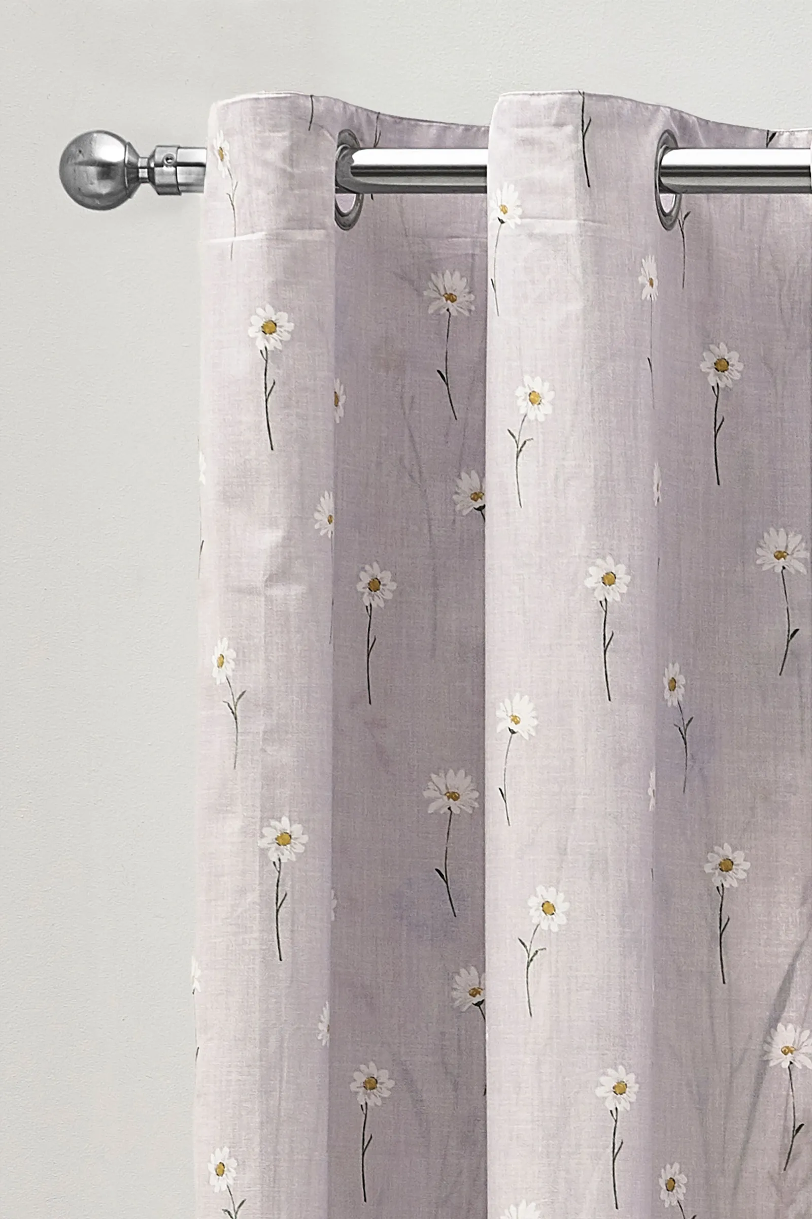 Catherine Lansfield 'Grasmere Floral' Fully Reversible Eyelet Curtains in Lilac 4
