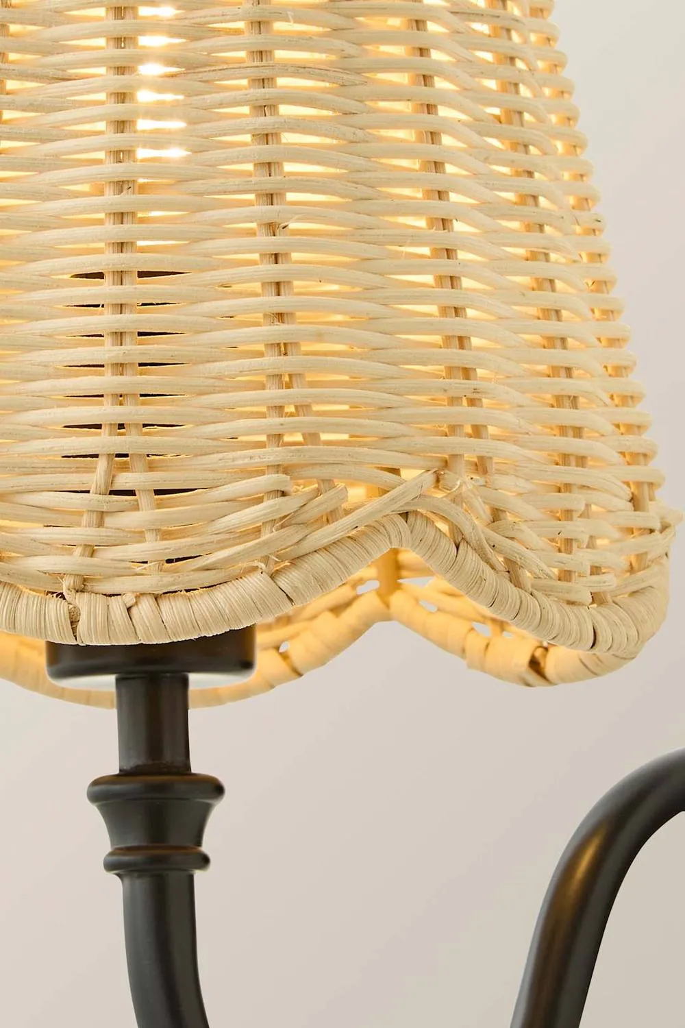 ValueLights Lowe Natural Rattan Taper Shade Metal Portable Rechargeable Wall Light in Black 4
