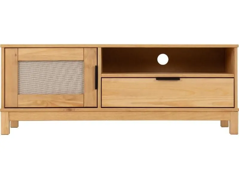 Seconique Corona Rattan 1 Door 1 Drawer TV Unit in Natural 3