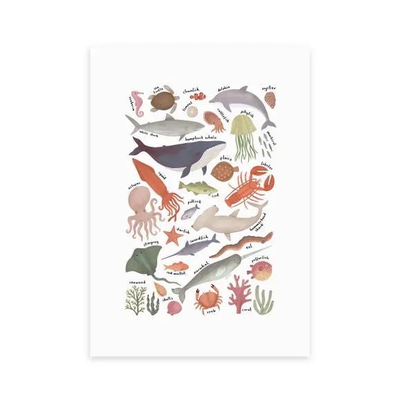 East End Prints Ocean Life Chart by Kid of the Village 2