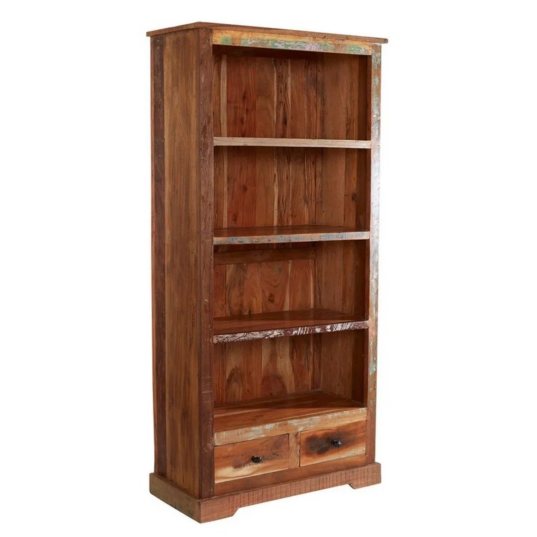 Indian Hub Coastal Large Bookcase - Wood - L40 x W85 x H180 cm in Brown
