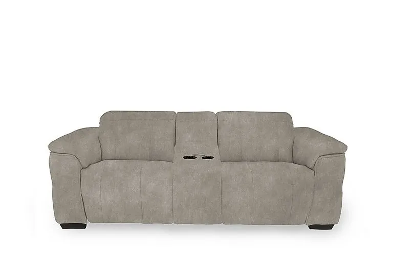Inca Fabric 3 Seater Power Recliner Sofa with Pop Up Light Console and Power Headrests - Marble Cream